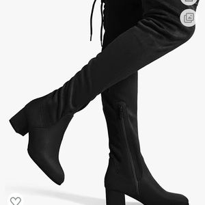 Black lace up heeled booties